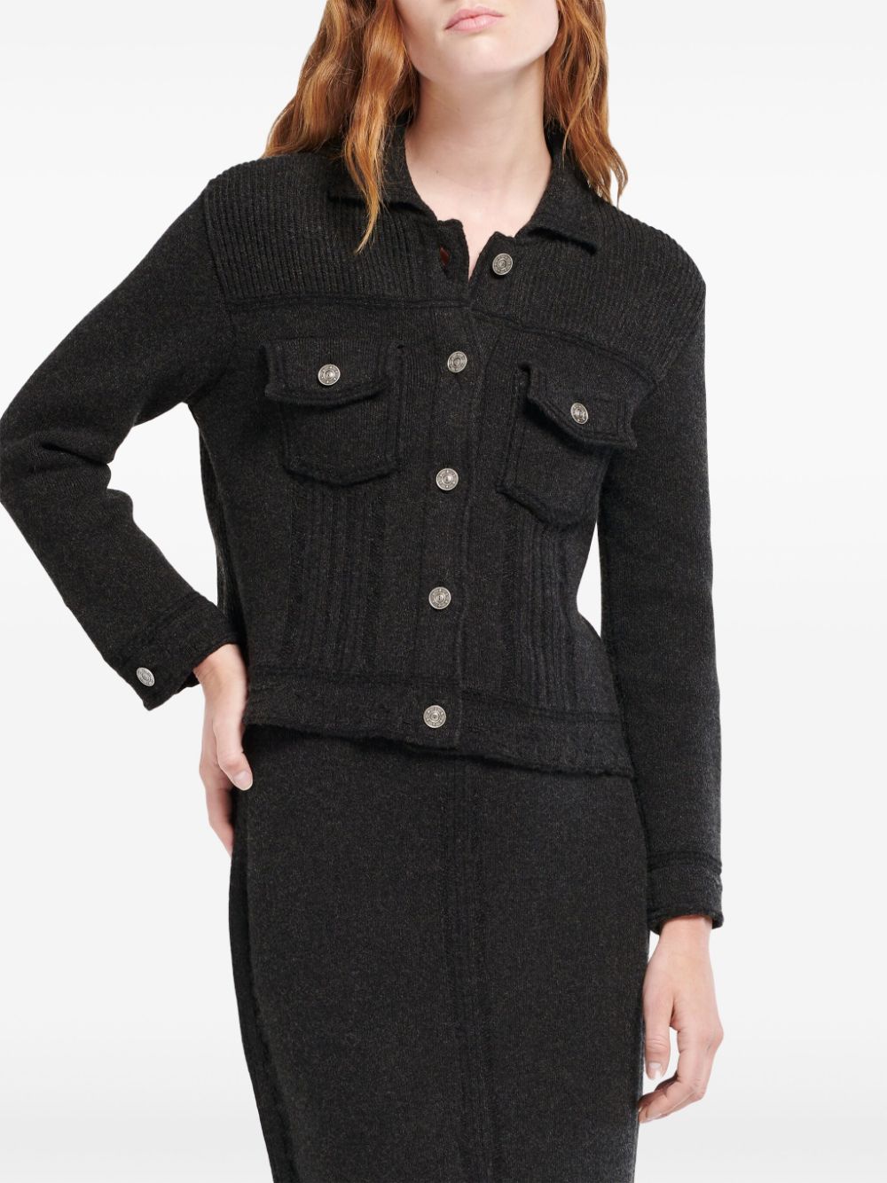 Barrie contrast-stitch knitted jacket