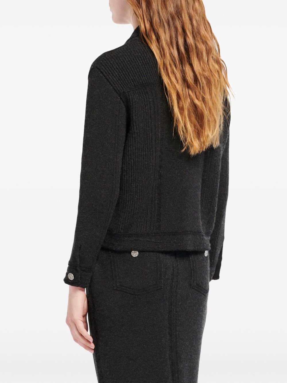 Barrie contrast-stitch knitted jacket