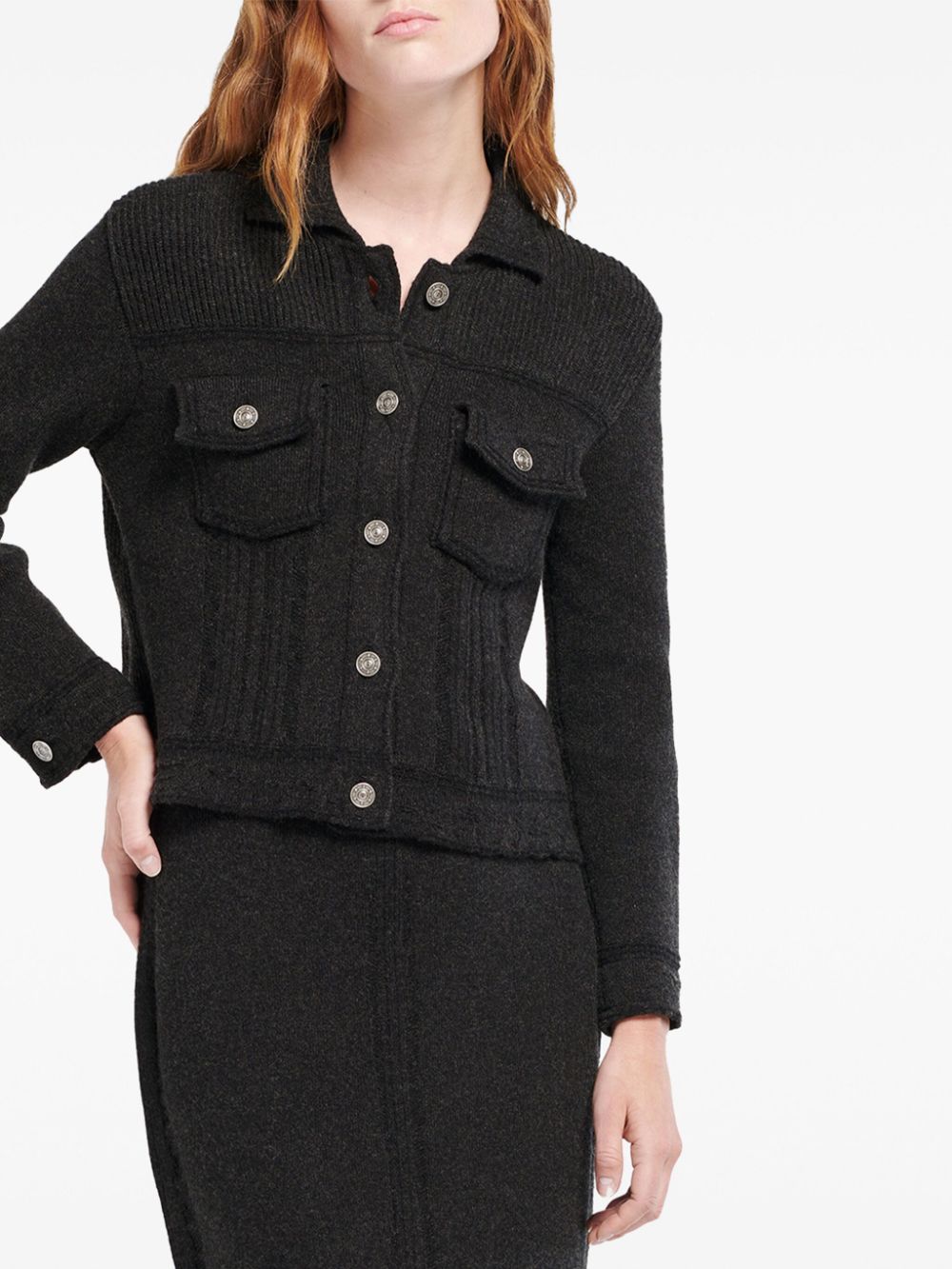 Barrie contrast-stitch knitted jacket