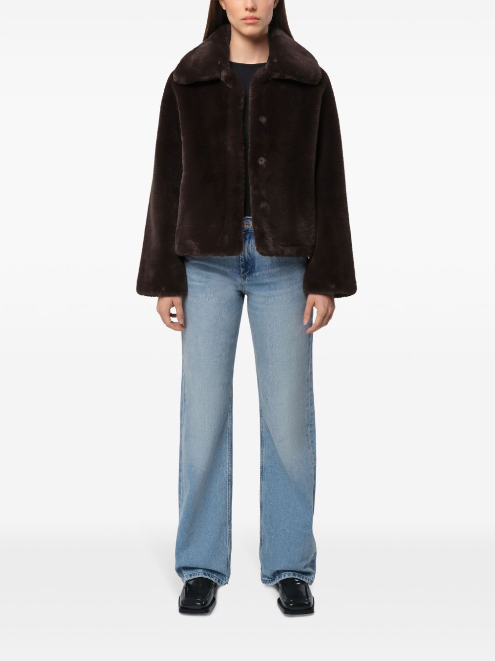 Apparis  wide-collar faux fur jacket