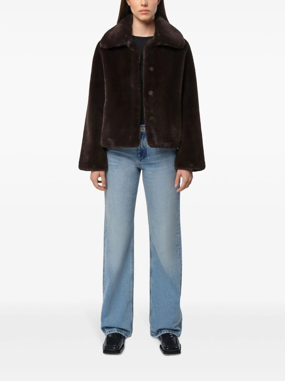 Apparis  wide-collar faux fur jacket