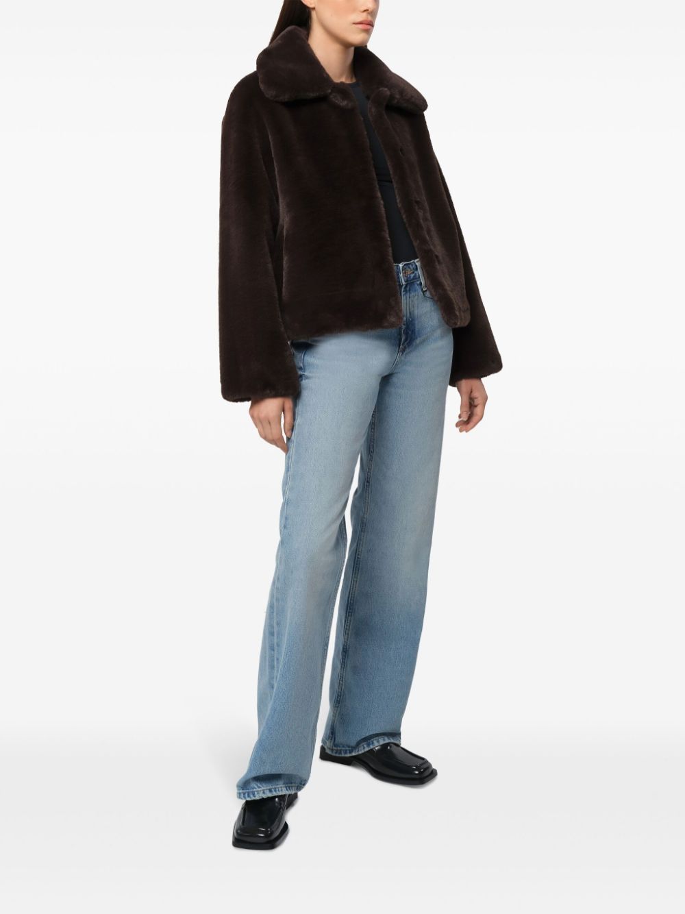 Apparis  wide-collar faux fur jacket