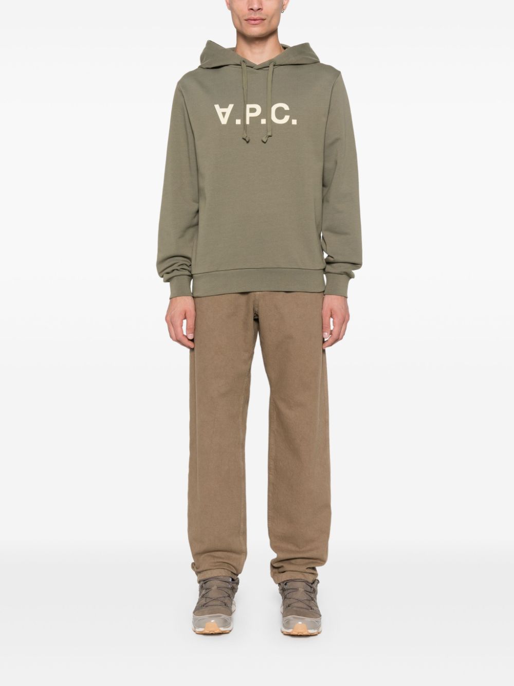 A.P.C. logo-flocked hoodie