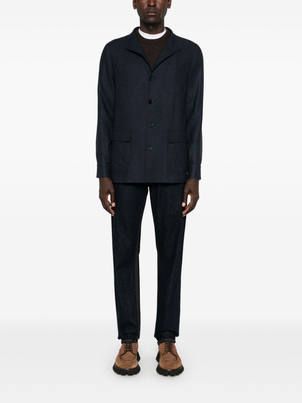 Zegna mélange-effect blazer