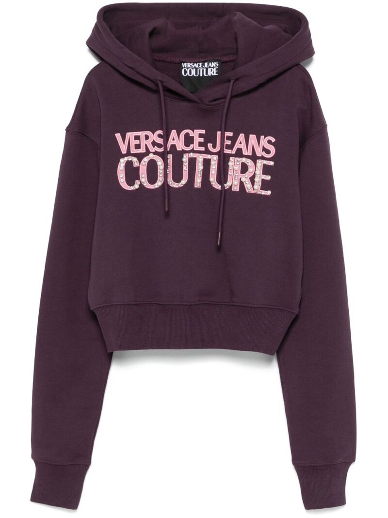 Versace Jeans Couture  embroidered-logo cropped hoodie