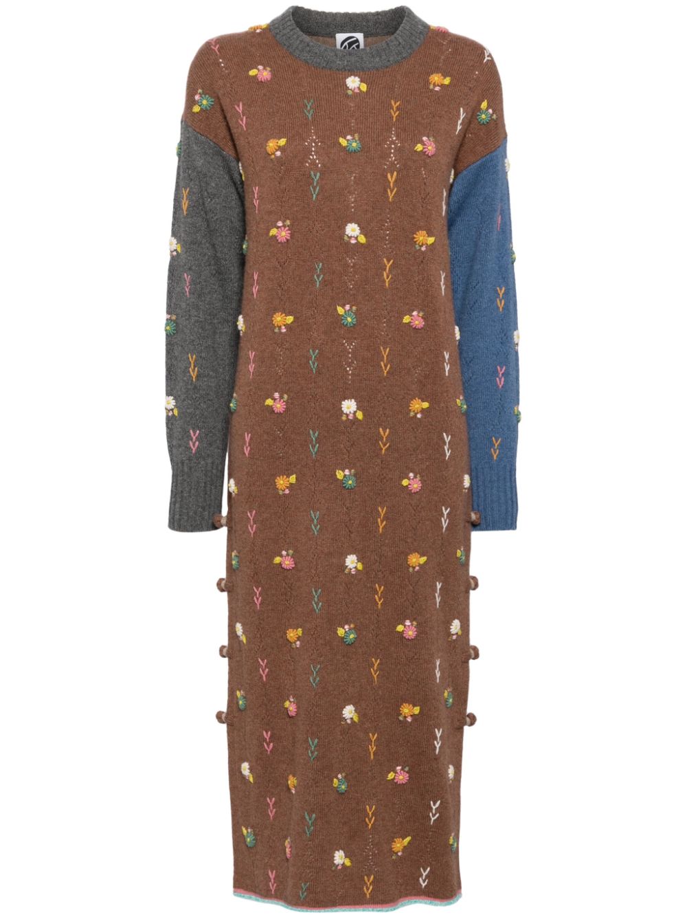 YANYAN KNITS  pointelle-knitted embroidered skirt