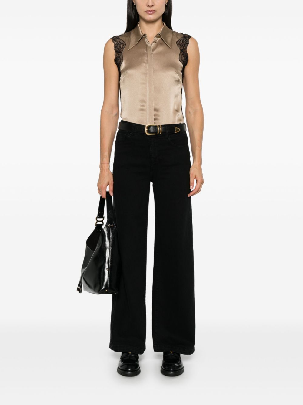 Alberta Ferretti  lace-panel shirt