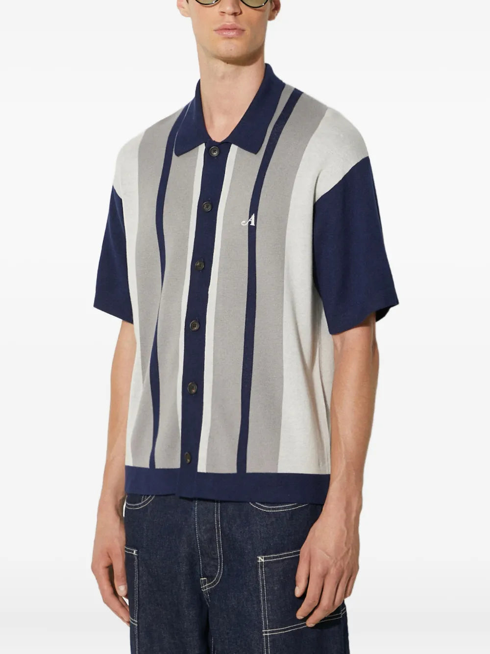 Awake NY  stripe panel shirt