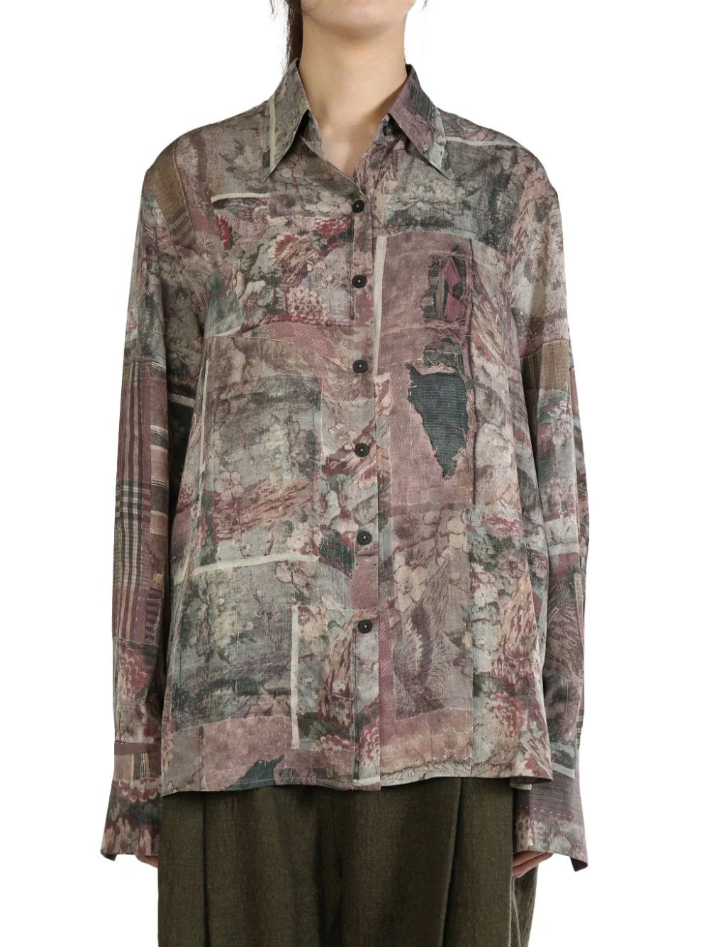 Ziggy Chen graphic-print silk shirt