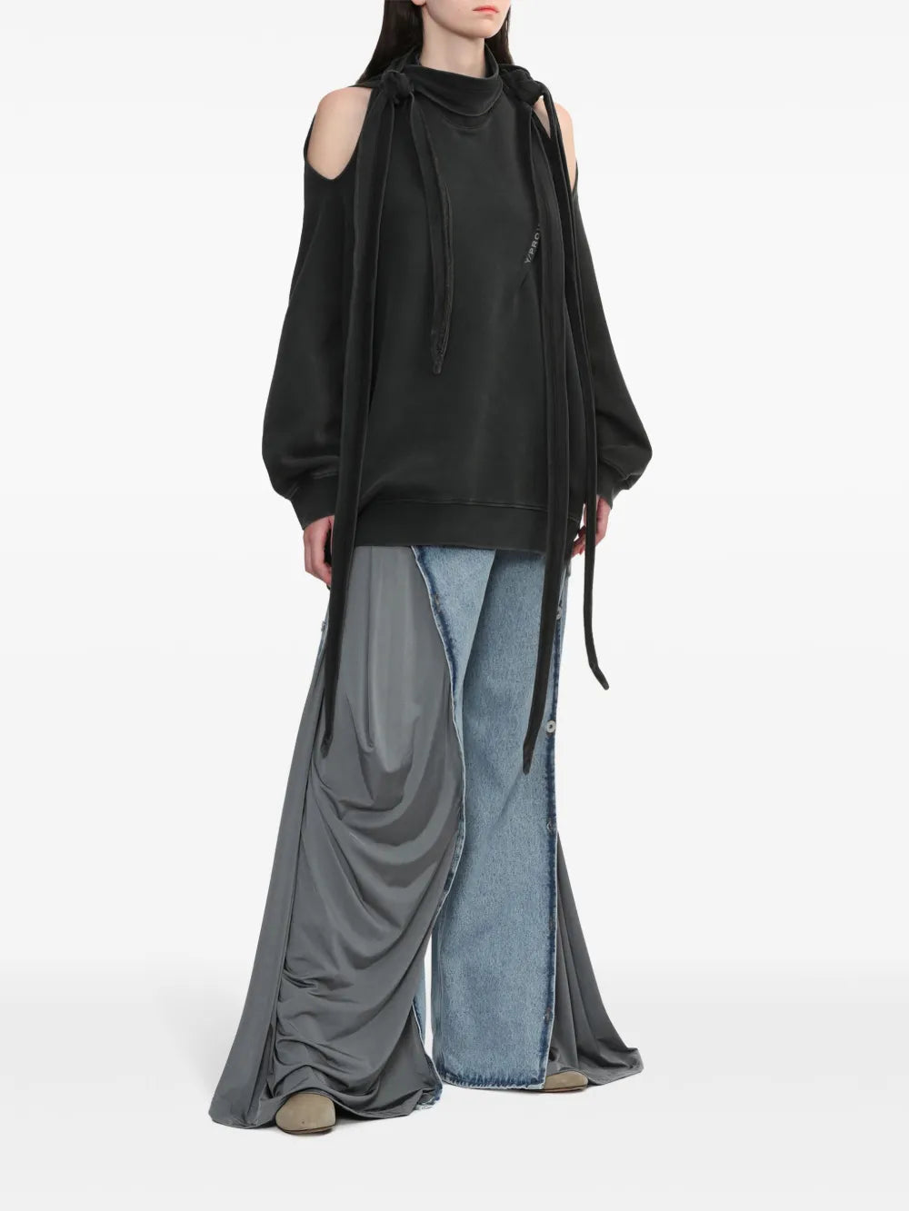 Y/Project  multi-scarf pinched-logo sweatshirt