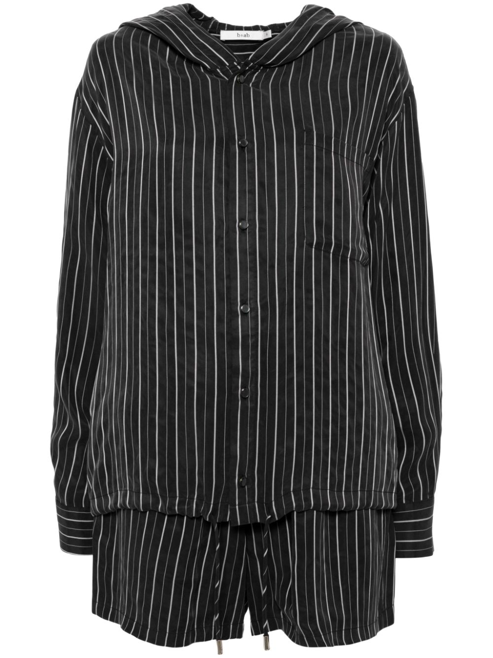 b+ab  stripe hoodie shirt shorts set