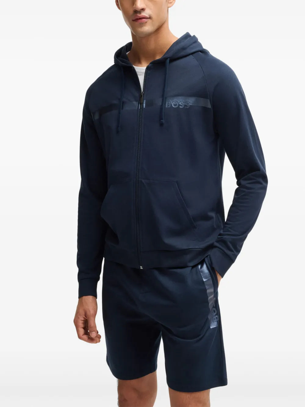 BOSS logo-print cotton hoodie