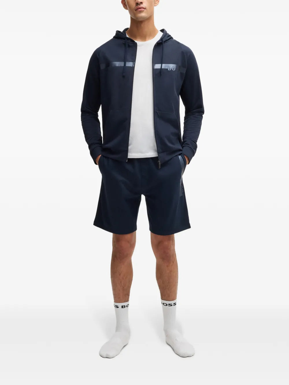 BOSS logo-print cotton hoodie
