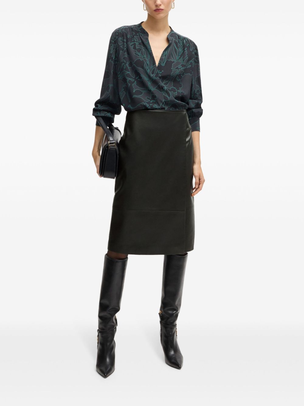 BOSS  leather wrap skirt