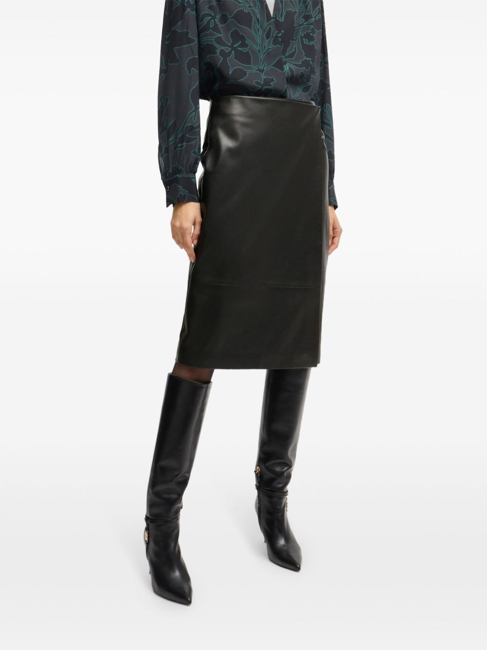 BOSS  leather wrap skirt
