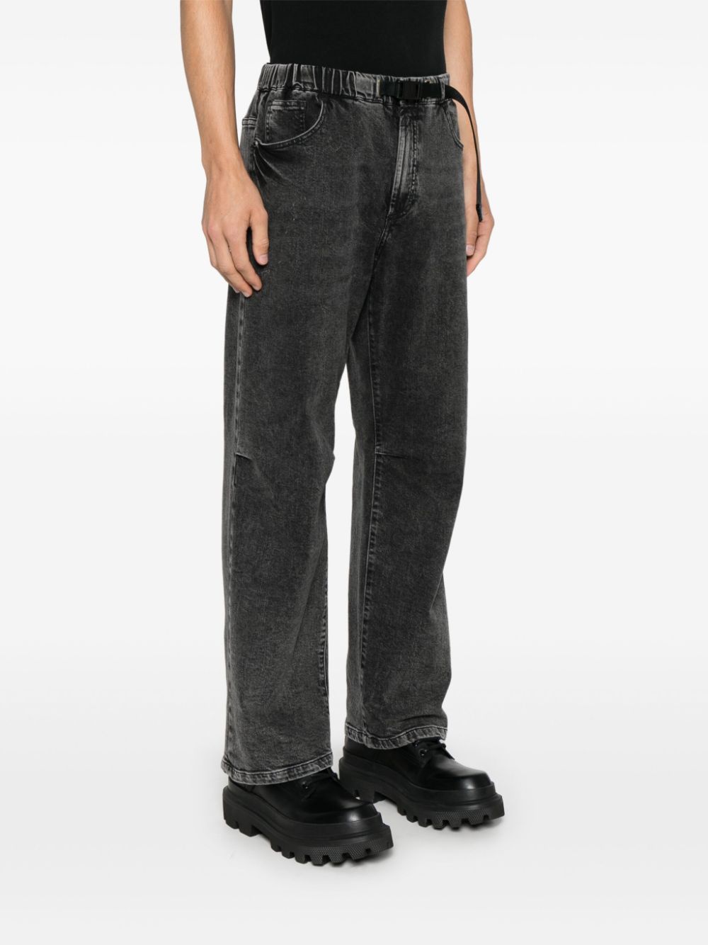 White Sand  belted straight-leg jeans