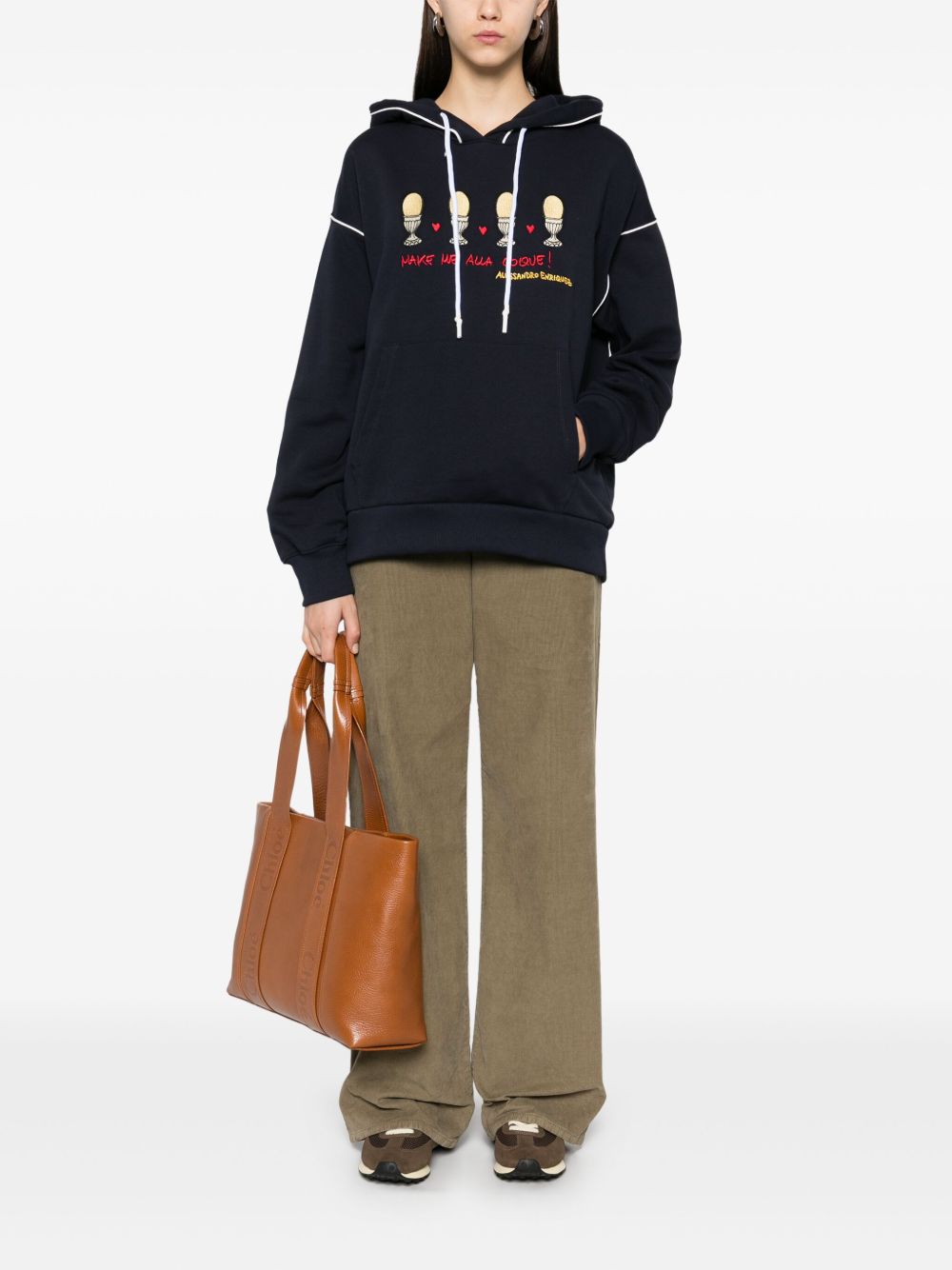 alessandro enriquez  logo-embroidered hoodie