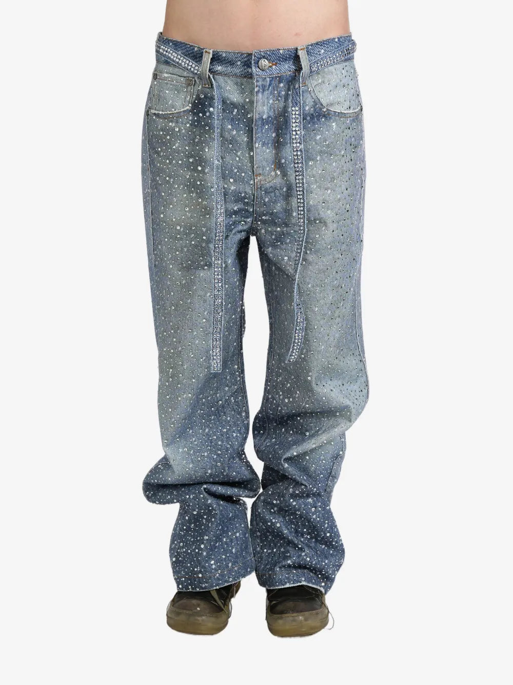 BIRTH OF ROYAL CHILD  rhinestone-embellished wide-leg jeans