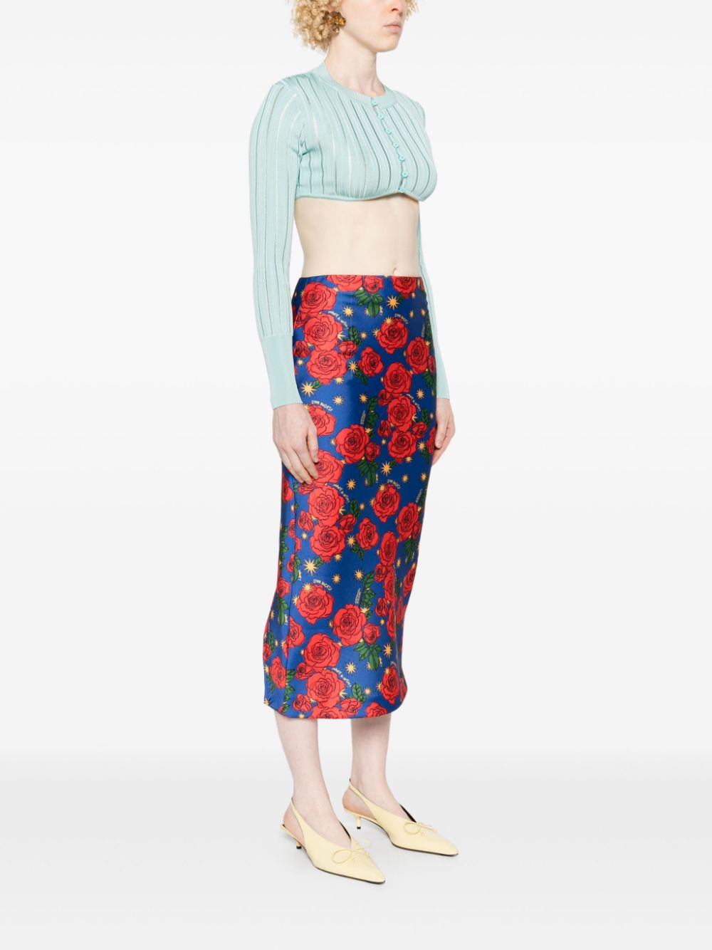 alessandro enriquez  mix-print midi skirt