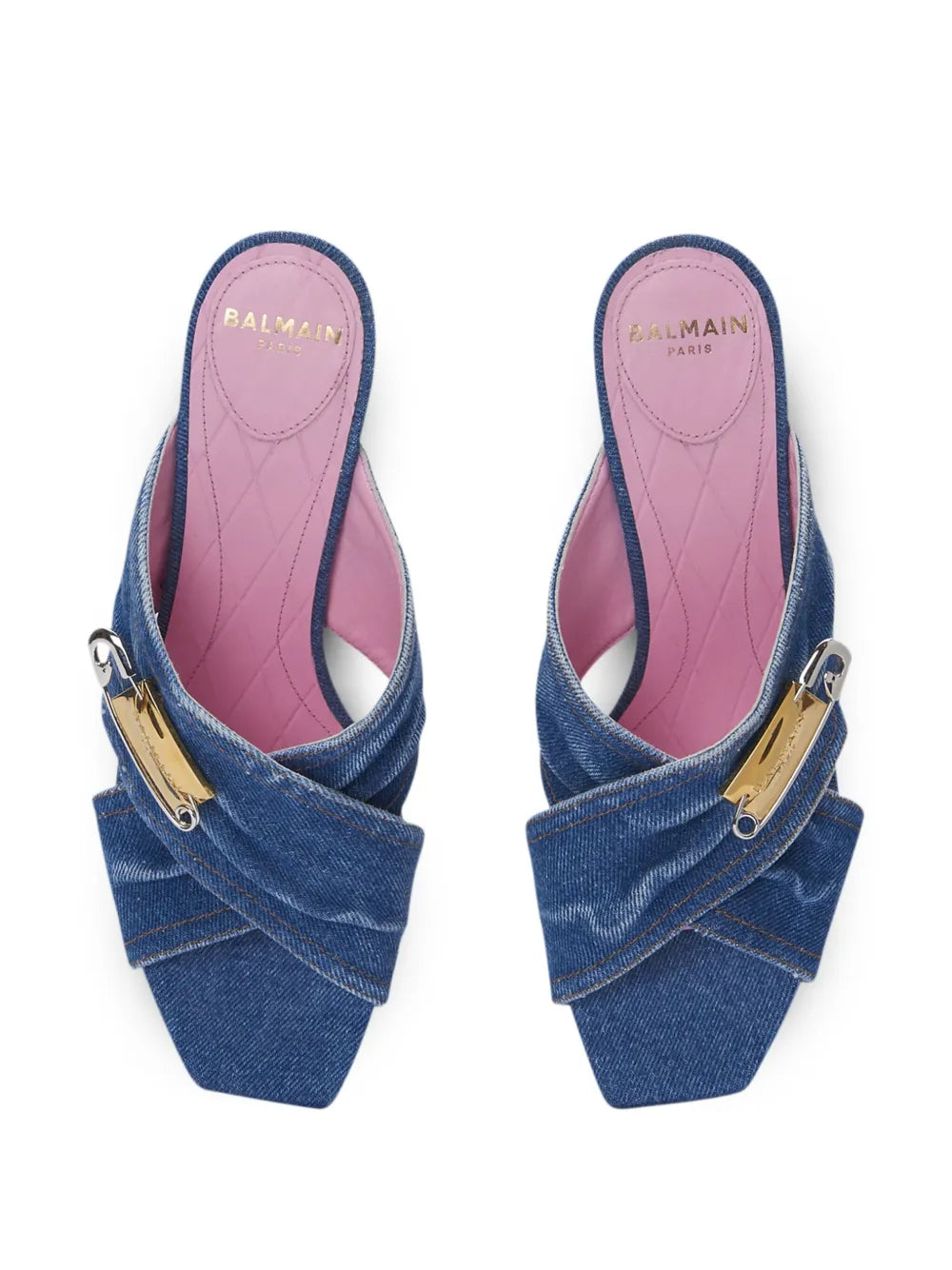 Balmain  saftey-pin denim mules