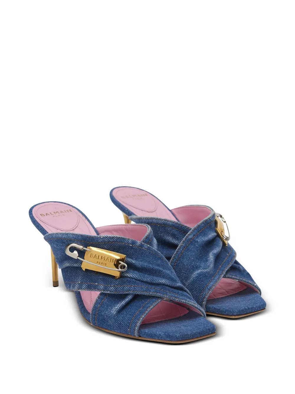 Balmain  saftey-pin denim mules