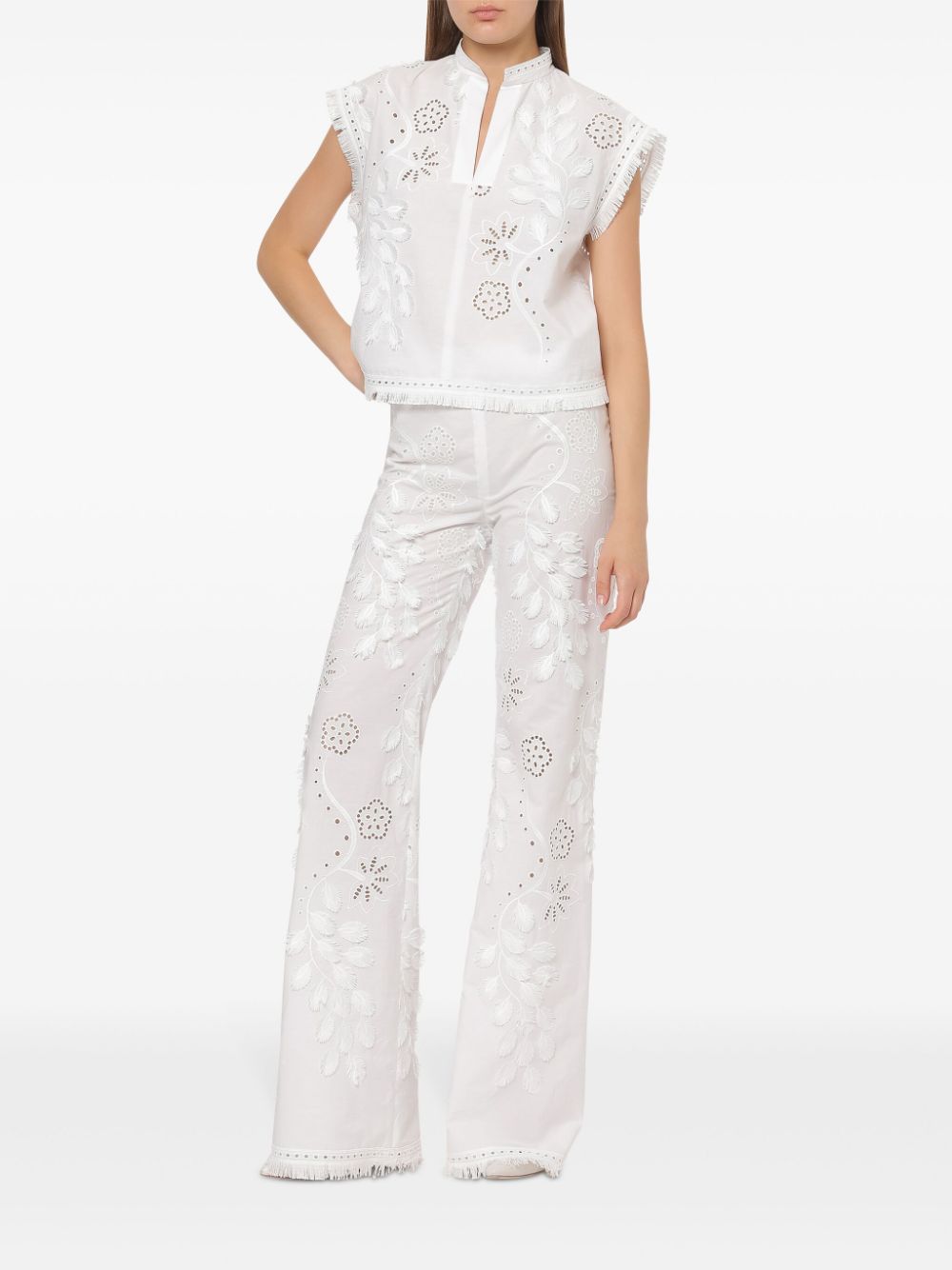 Alberta Ferretti embroidered-design top