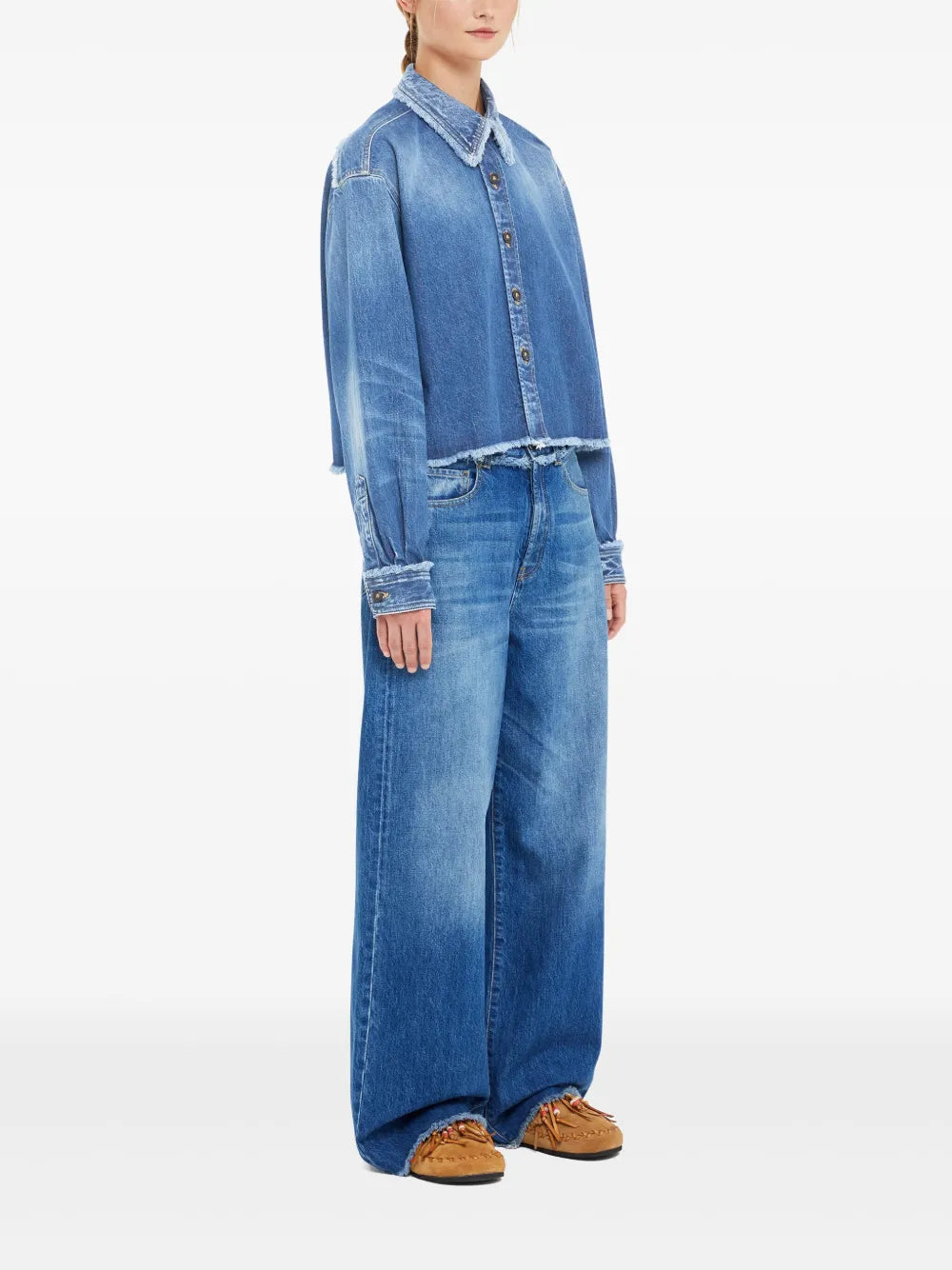 Alanui  fringed cotton-denim shirt