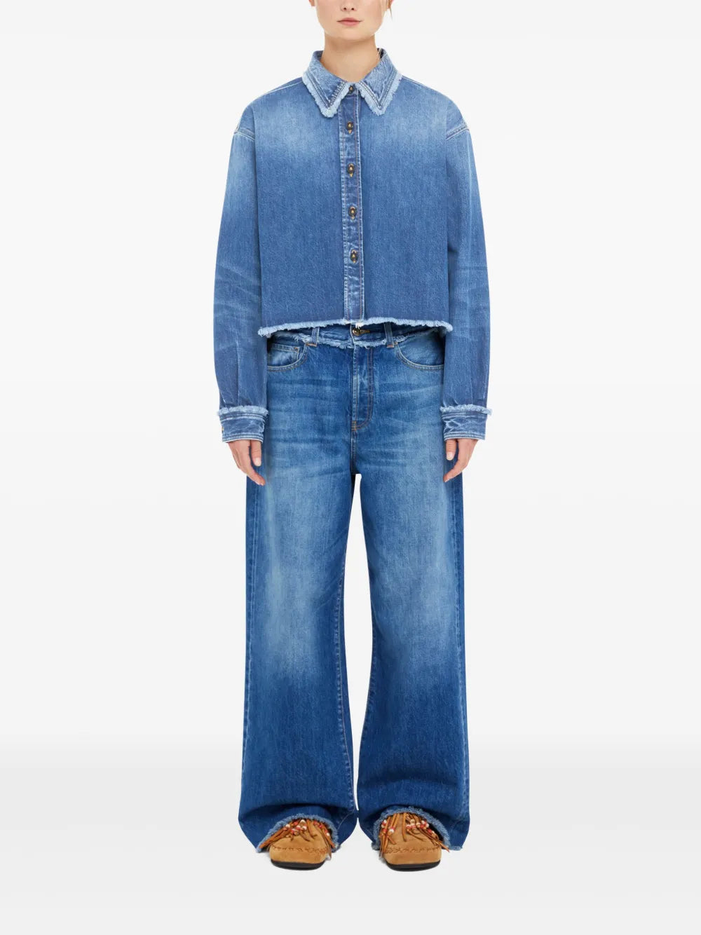 Alanui  fringed cotton-denim shirt