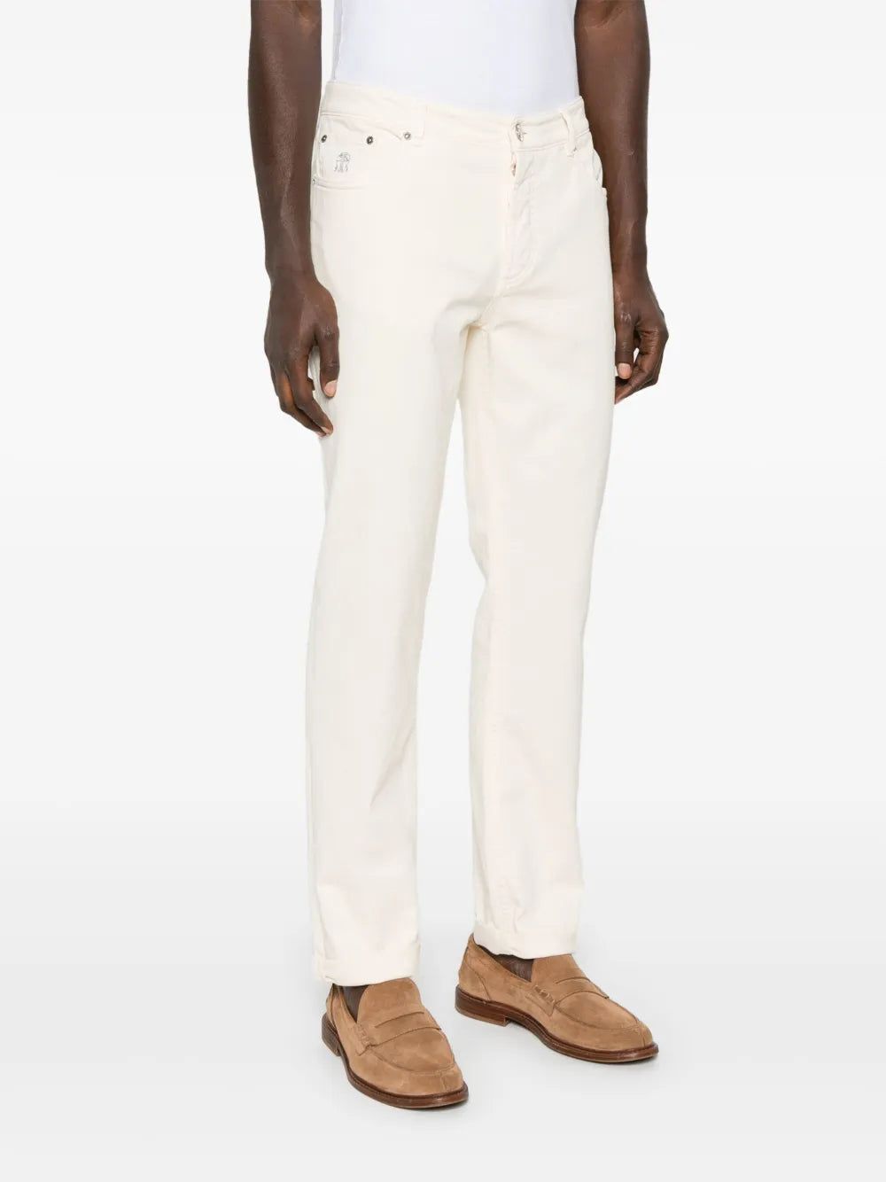 Brunello Cucinelli  logo-embroidered jeans