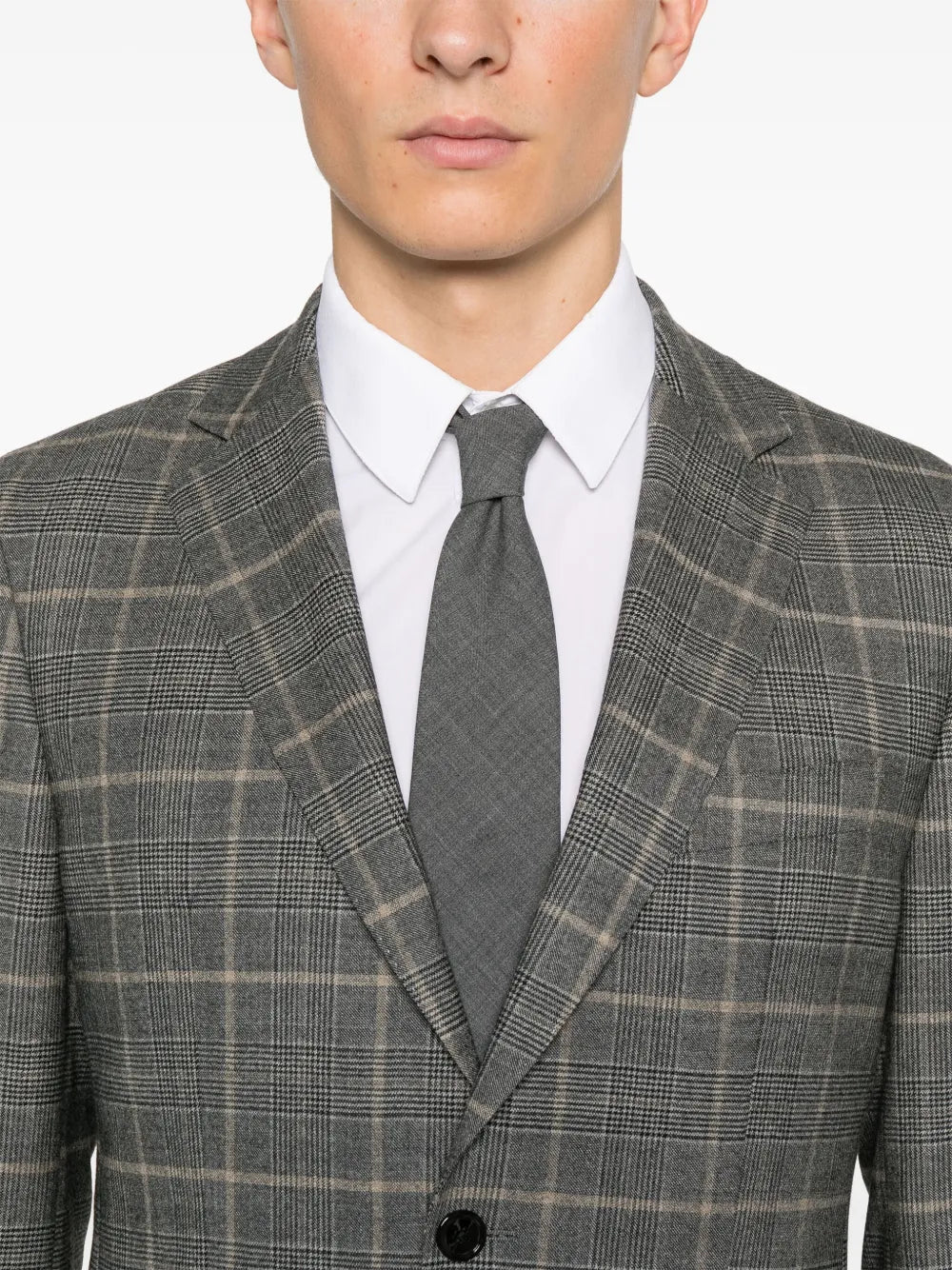 BOSS checked stretch-wool suit