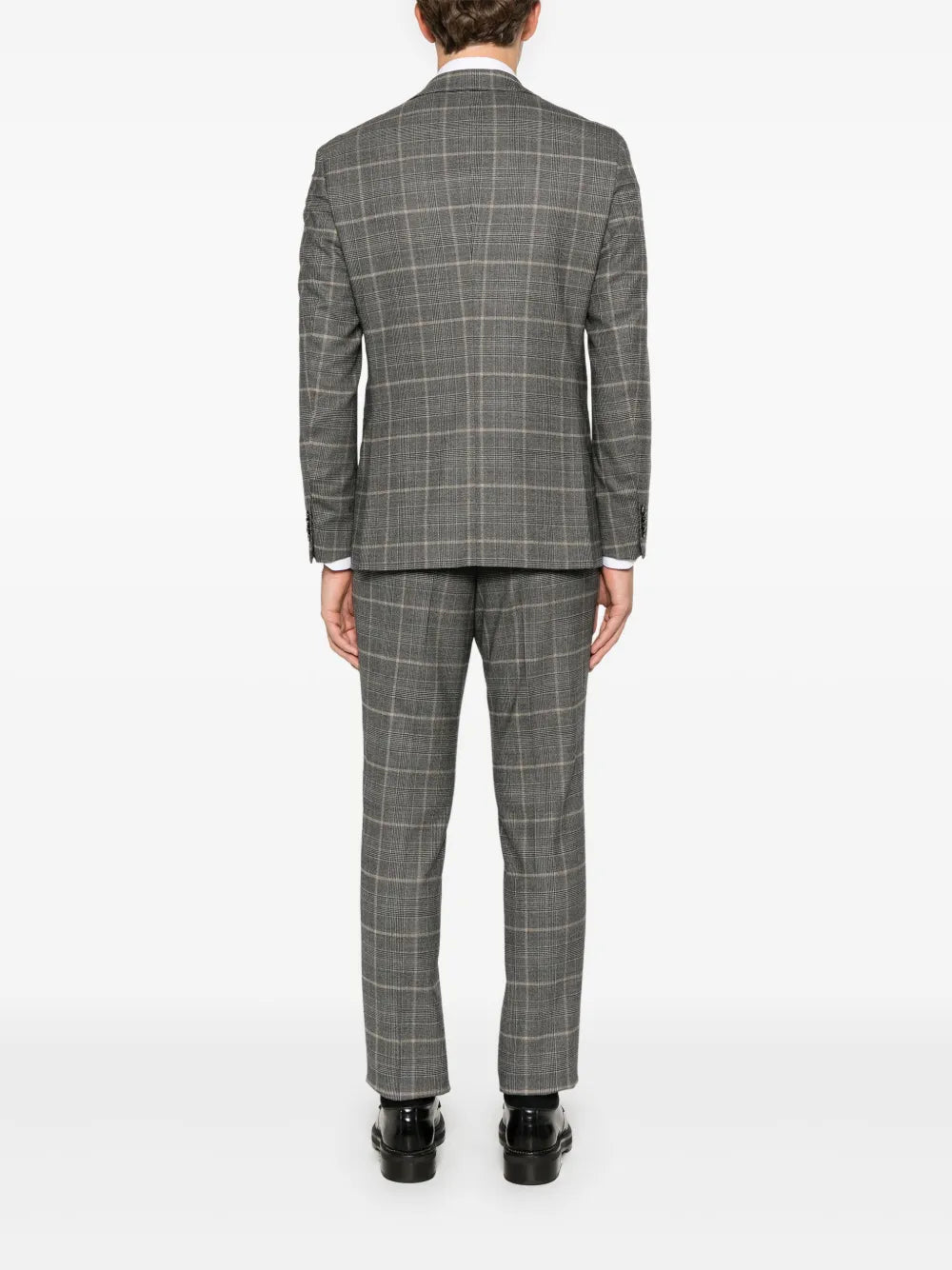 BOSS checked stretch-wool suit