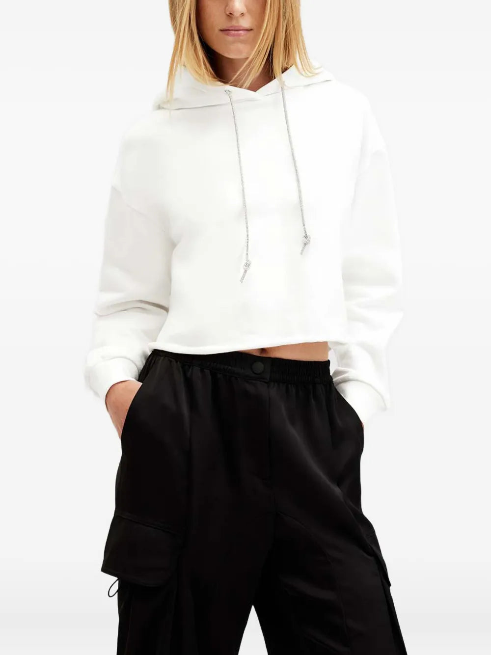 AllSaints  Pippa chain-drawstring cropped hoodie