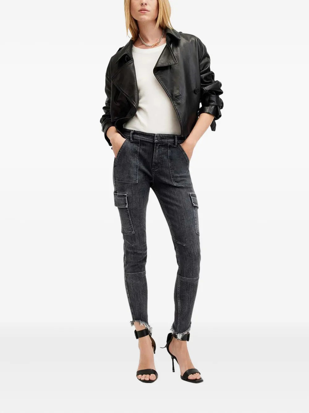 AllSaints Duran frayed cargo jeans