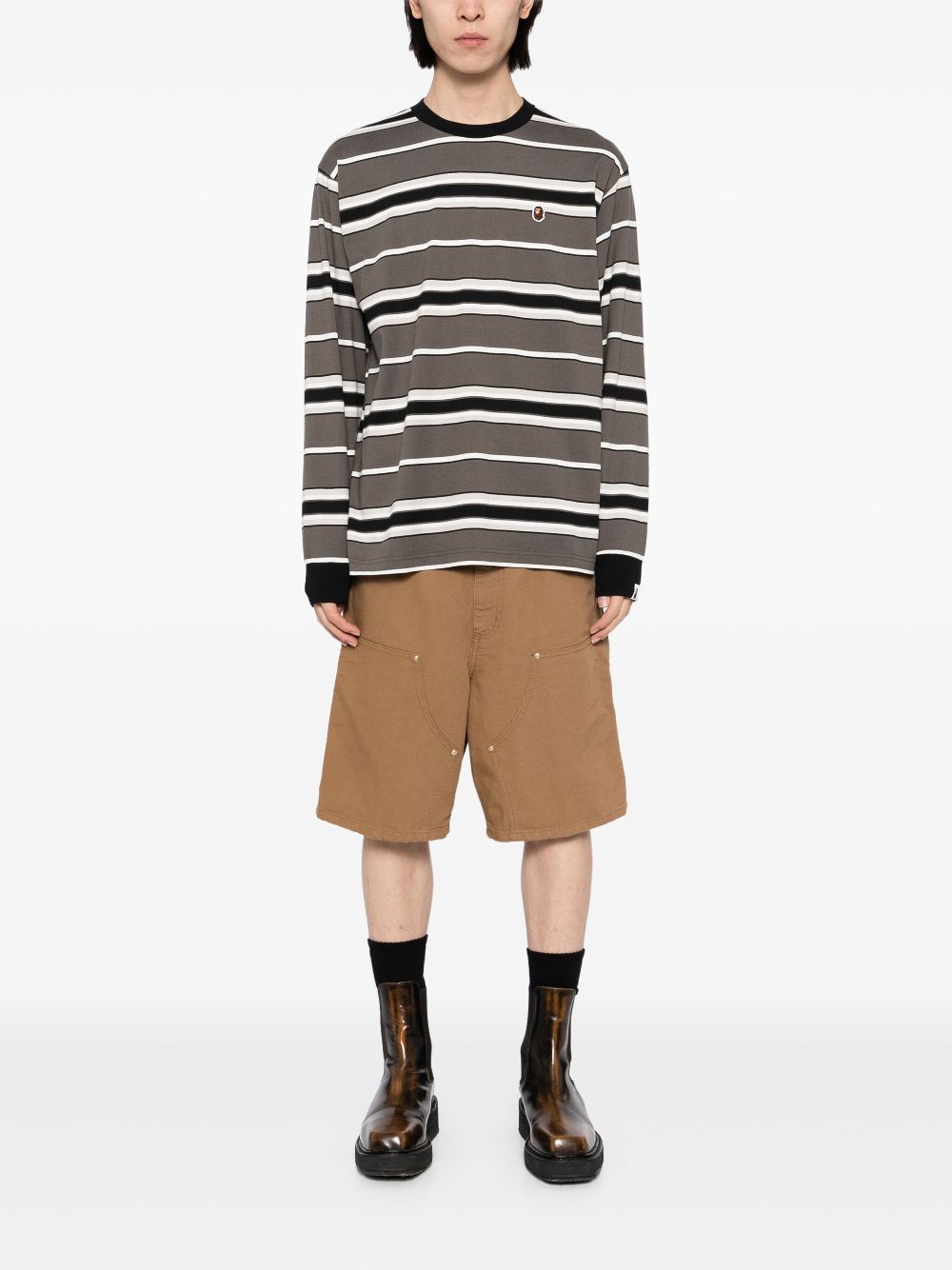 A BATHING APE®  ape-head striped T-shirt