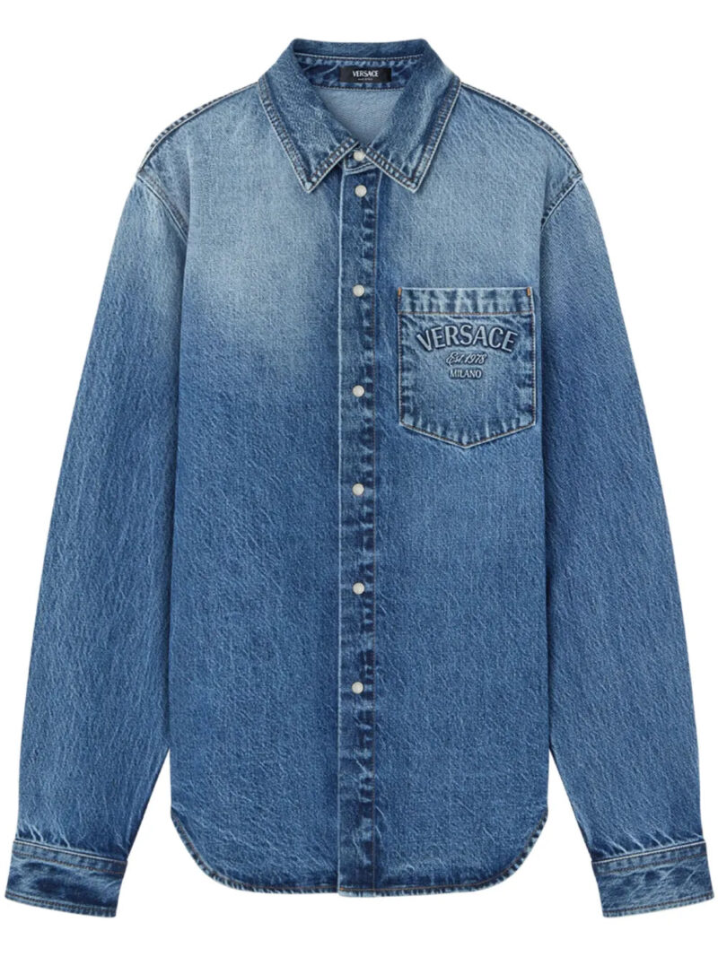 Versace  logo-embossed denim shirt