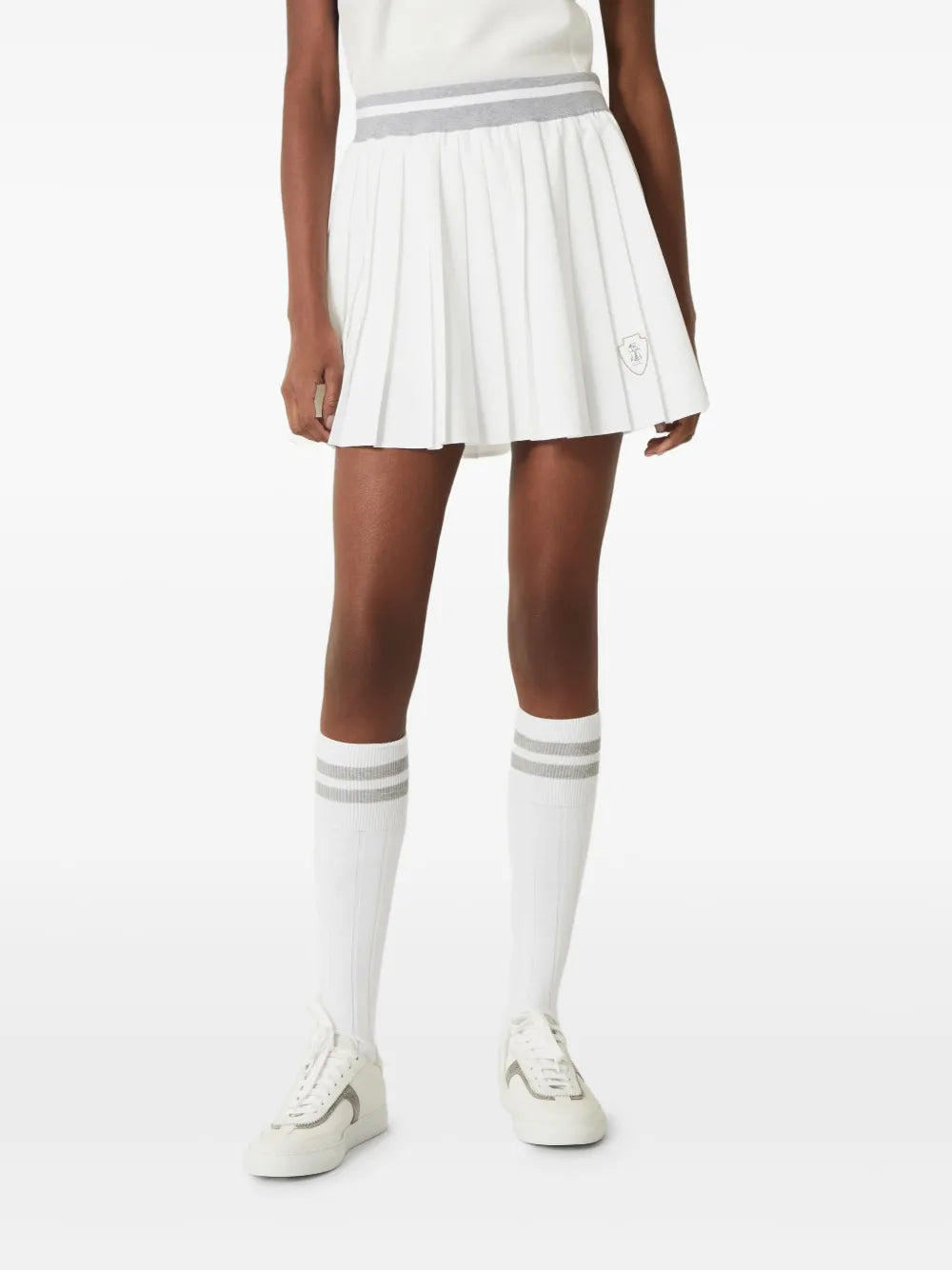 Brunello Cucinelli  logo-patch pleated skirt