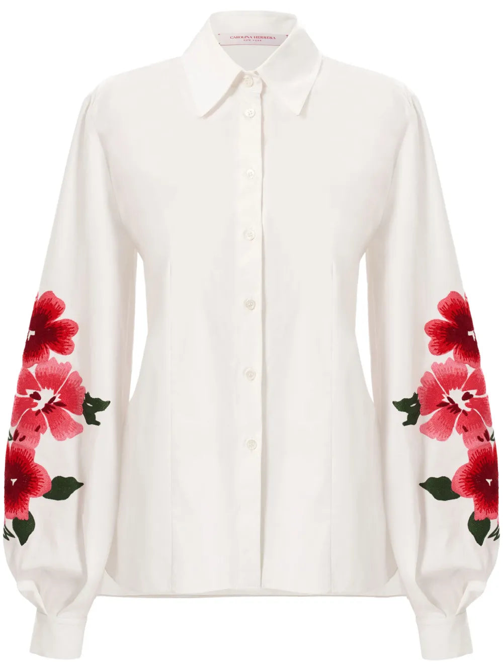 Carolina Herrera  floral-embroidered puff-sleeve shirt