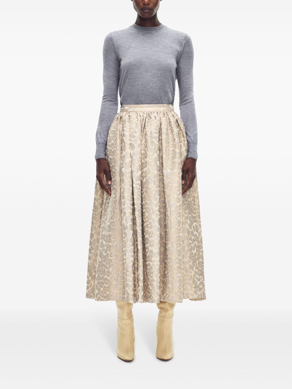 Adam Lippes  leopard-jacquard skirt