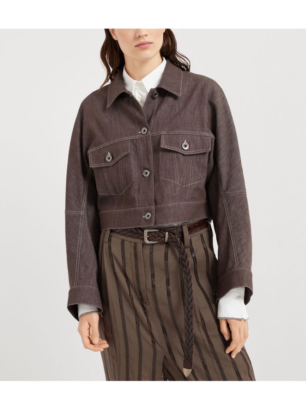 Brunello Cucinelli  Monili bead-embellished cropped jacket