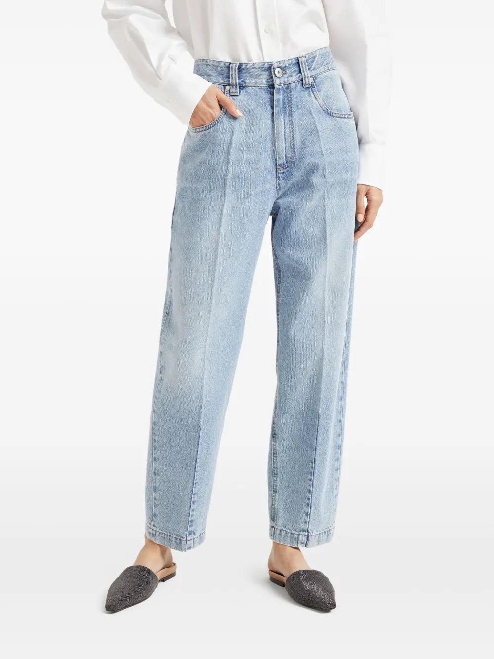 Brunello Cucinelli bead-embellished jeans
