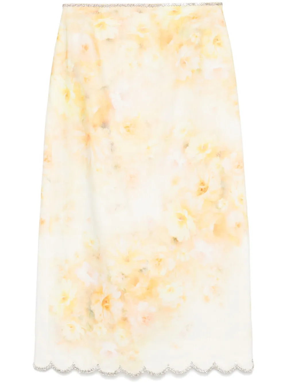 ZIMMERMANN  crush scalloped midi skirt