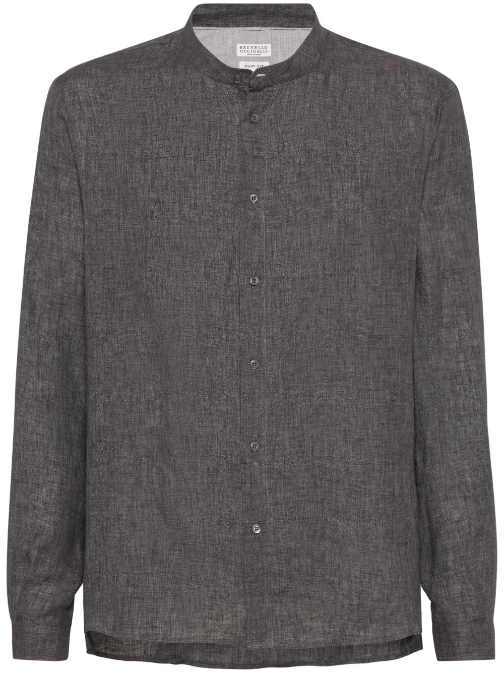 Brunello Cucinelli  eco linen band-collar shirt