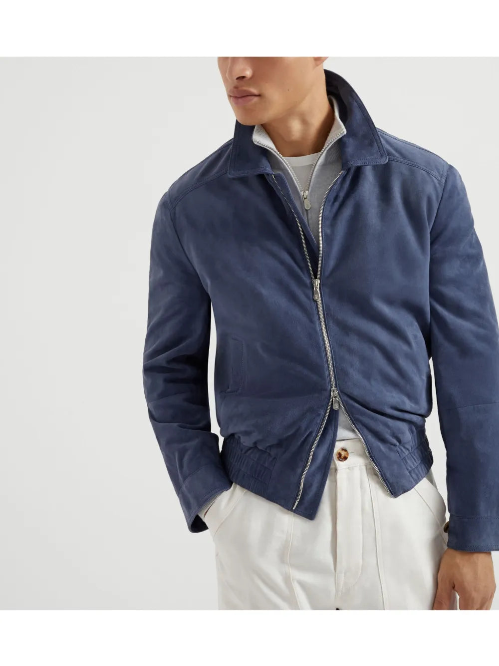 Brunello Cucinelli suede bomber jacket