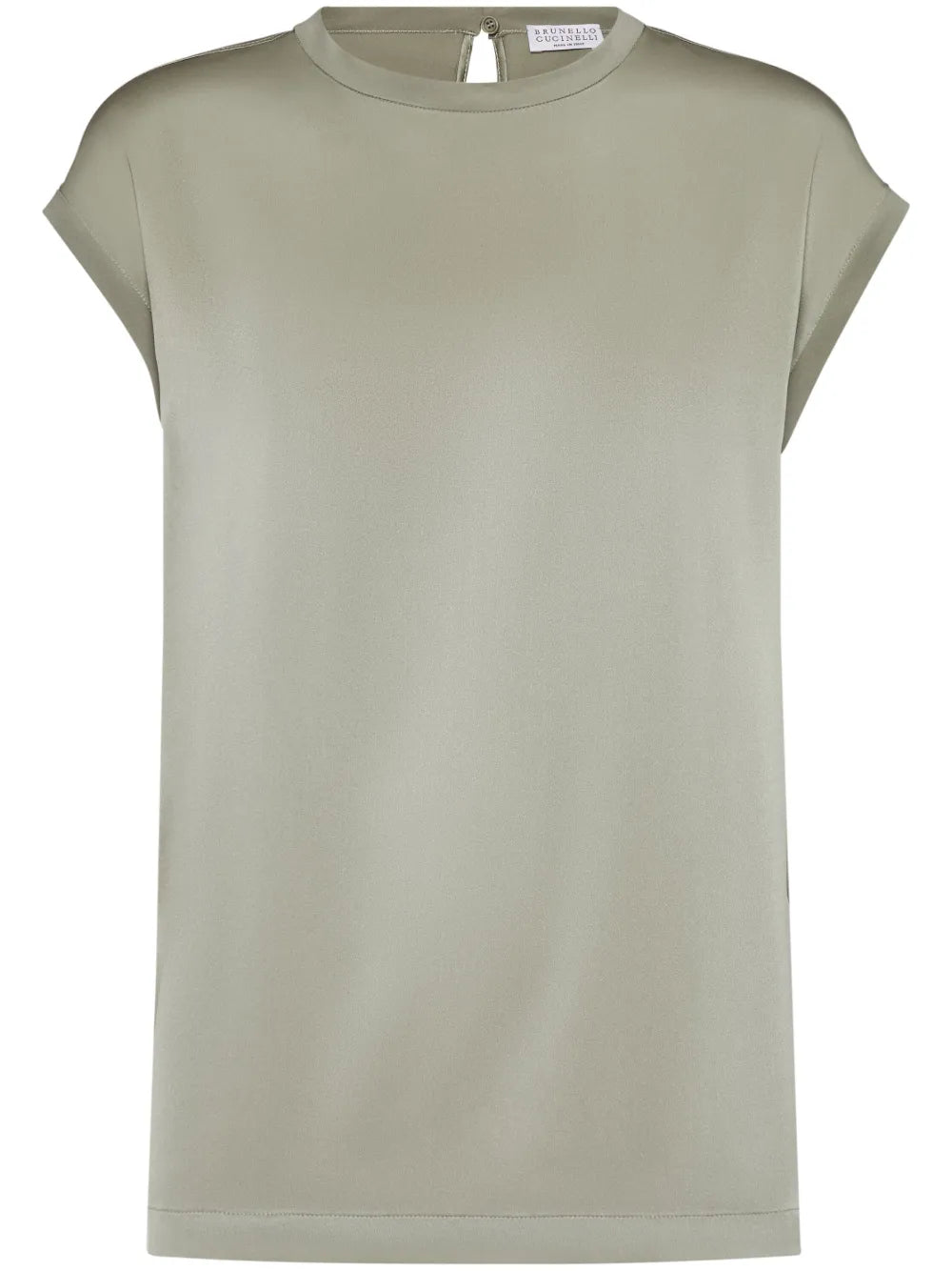 Brunello Cucinelli  Monili-embellished satin T-shirt