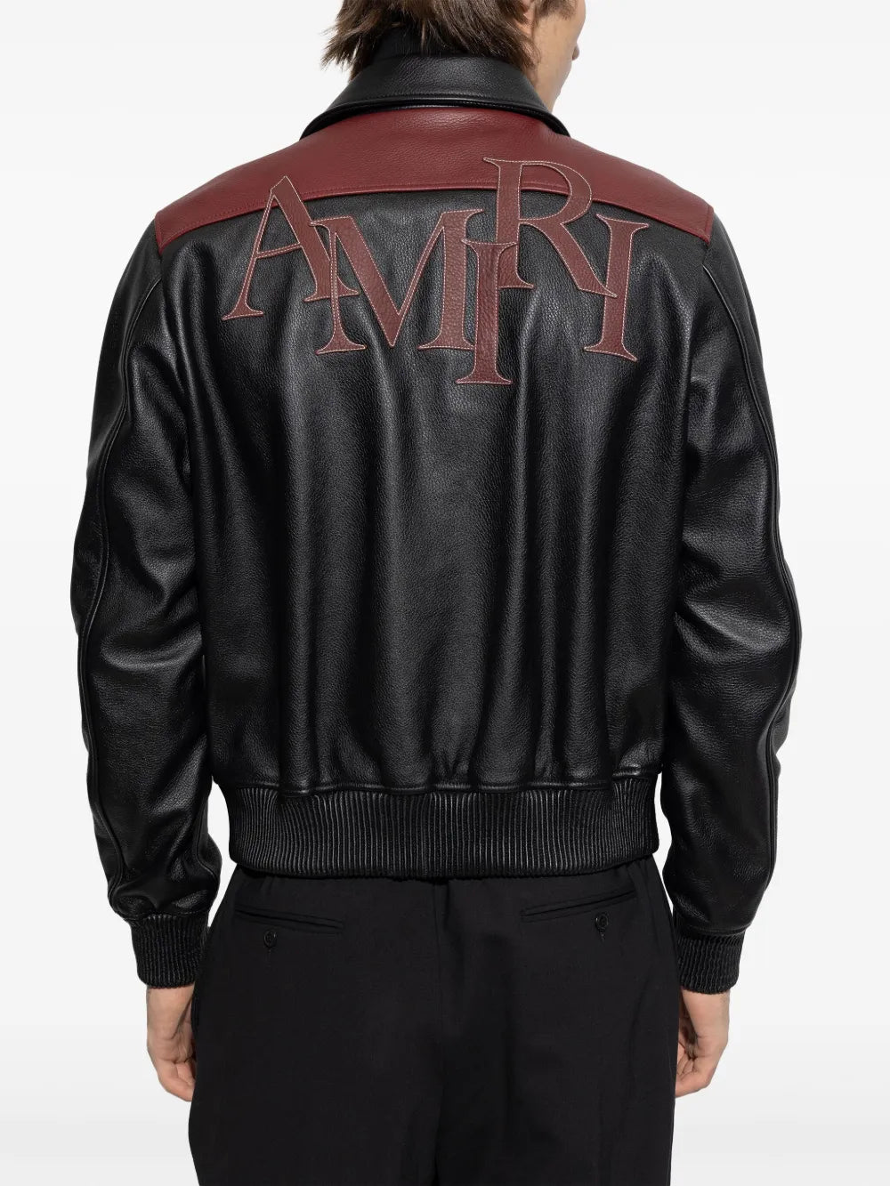 AMIRI  logo-patch leather jacket