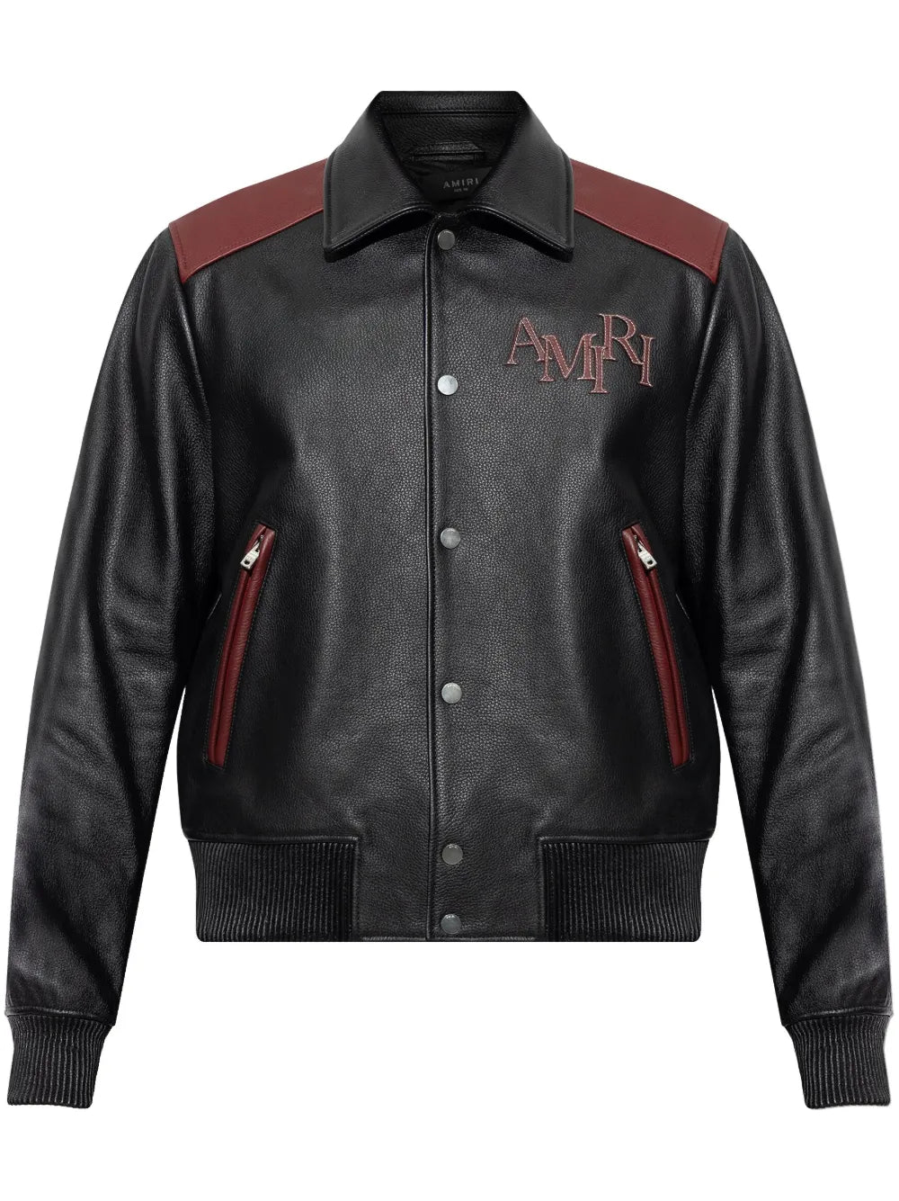 AMIRI  logo-patch leather jacket