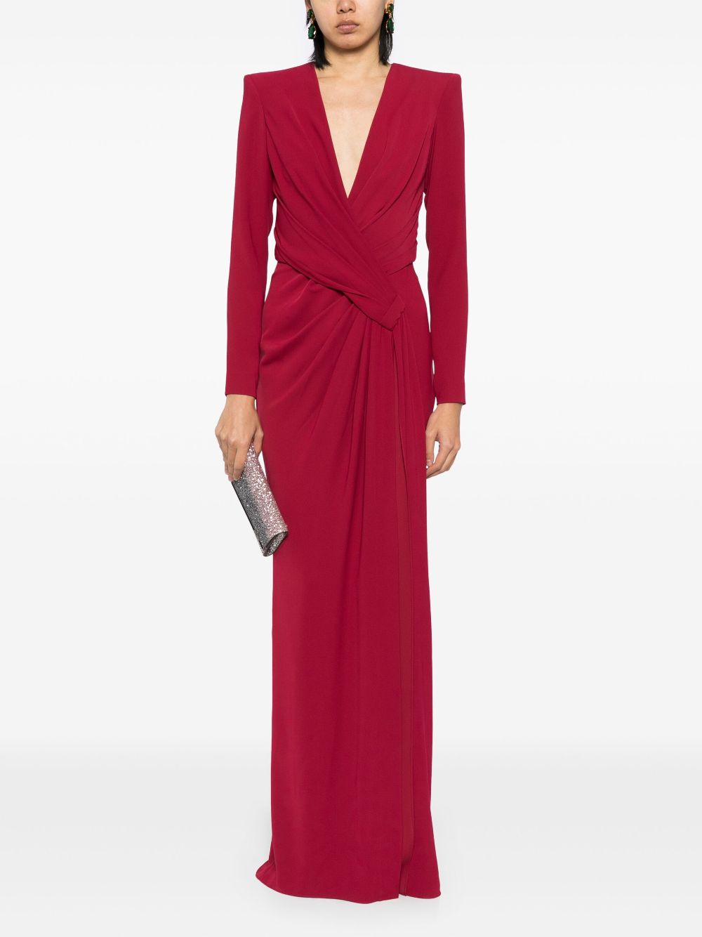 Zuhair Murad  plunge neck long sleeves gown