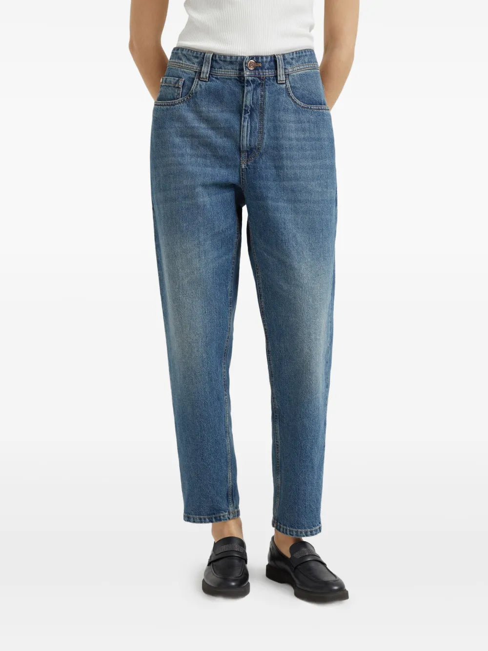 Brunello Cucinelli logo-patch jeans