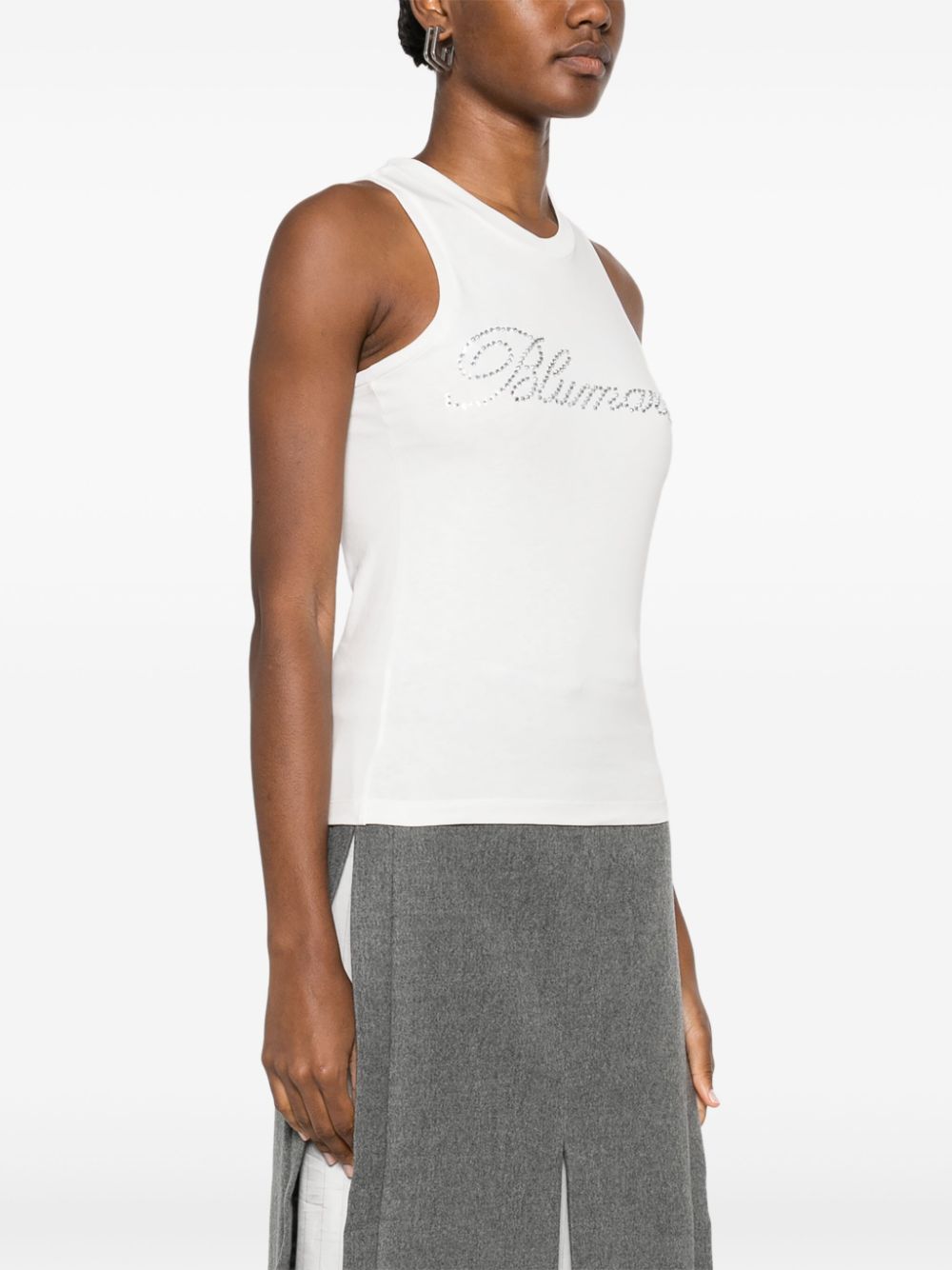 Blumarine rhinestone-logo tank top