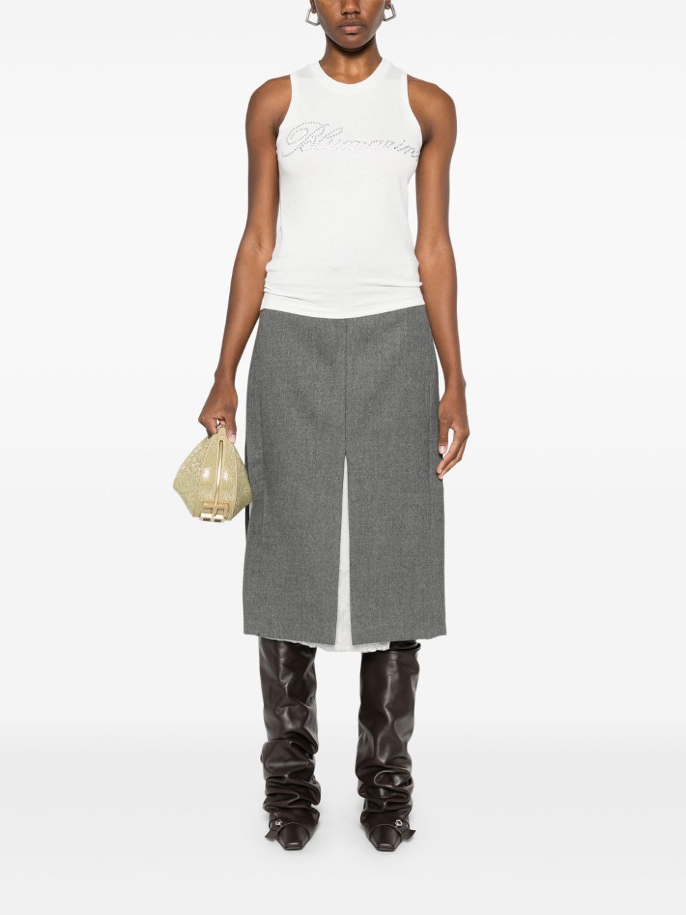 Blumarine rhinestone-logo tank top